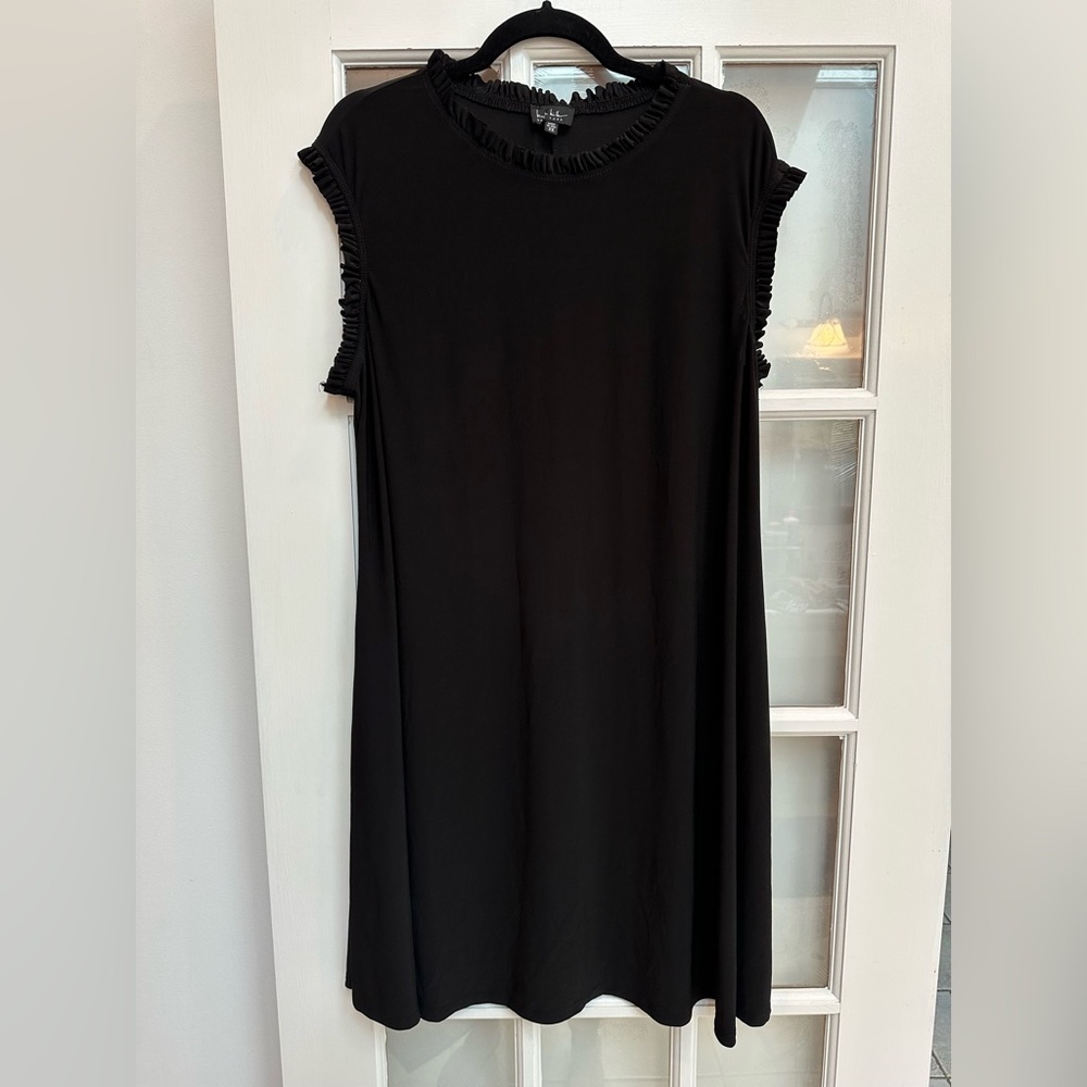 Nicole Miller New York Classic Sleeveless Midi Dress Ruffle Trim Plus Size 2X